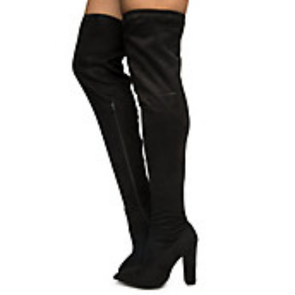 Bamboo Madam Black Over The Knee Boots
